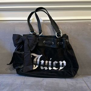 Y2K Juicy Couture black velvet satchel handbag